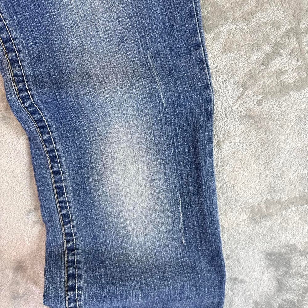 Y2K Angels Low Rise Bootcut Denim Jeans Women’s 17 Blue Distressed - Picture 6 of 8